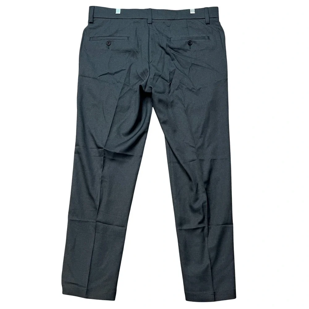 Haggar Pants Mens 34x29 Gray Flat Front Stretch Waistband Cool 18 Pro Slim Fit